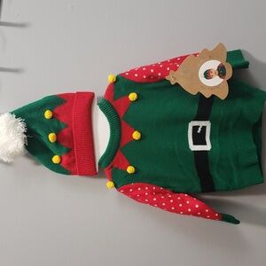 So 'Dorable NWT Photo-Op Elf Sweater and Pompom Hat Set, 0-6 months